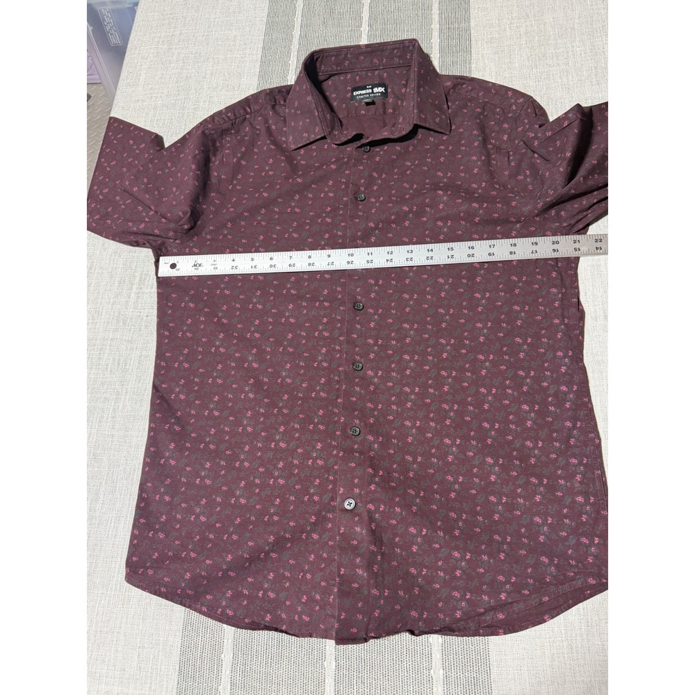 Express 1MX Slim Fit Shirt Mens Medium Floral Stretch Cotton Button Down